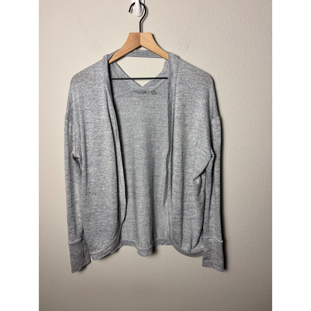 Athleta Marled Pose Cocoon Wrap Sweater Grey Open Front Thumbholes XXS